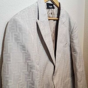 Fendi Off White FF Monogram Blazer Suit 44R